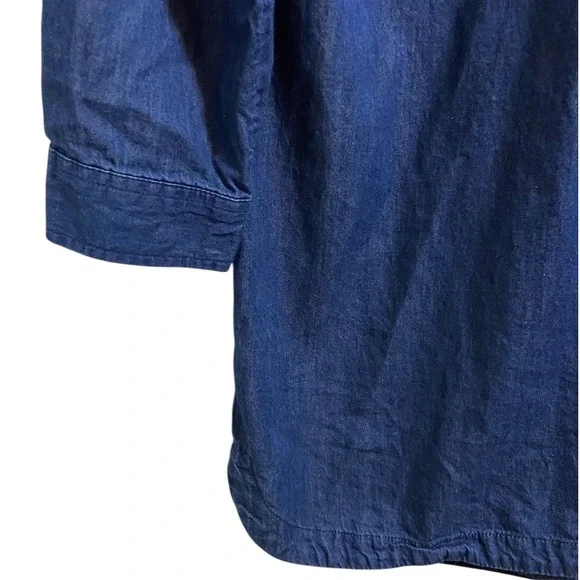 Old Navy Chambray Denim Shirt Dress Long Sleeve Cotton Tunic Western Boho Size M - Picture 8 of 11